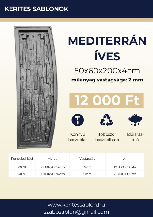 Mediterrán íves - adatlap2